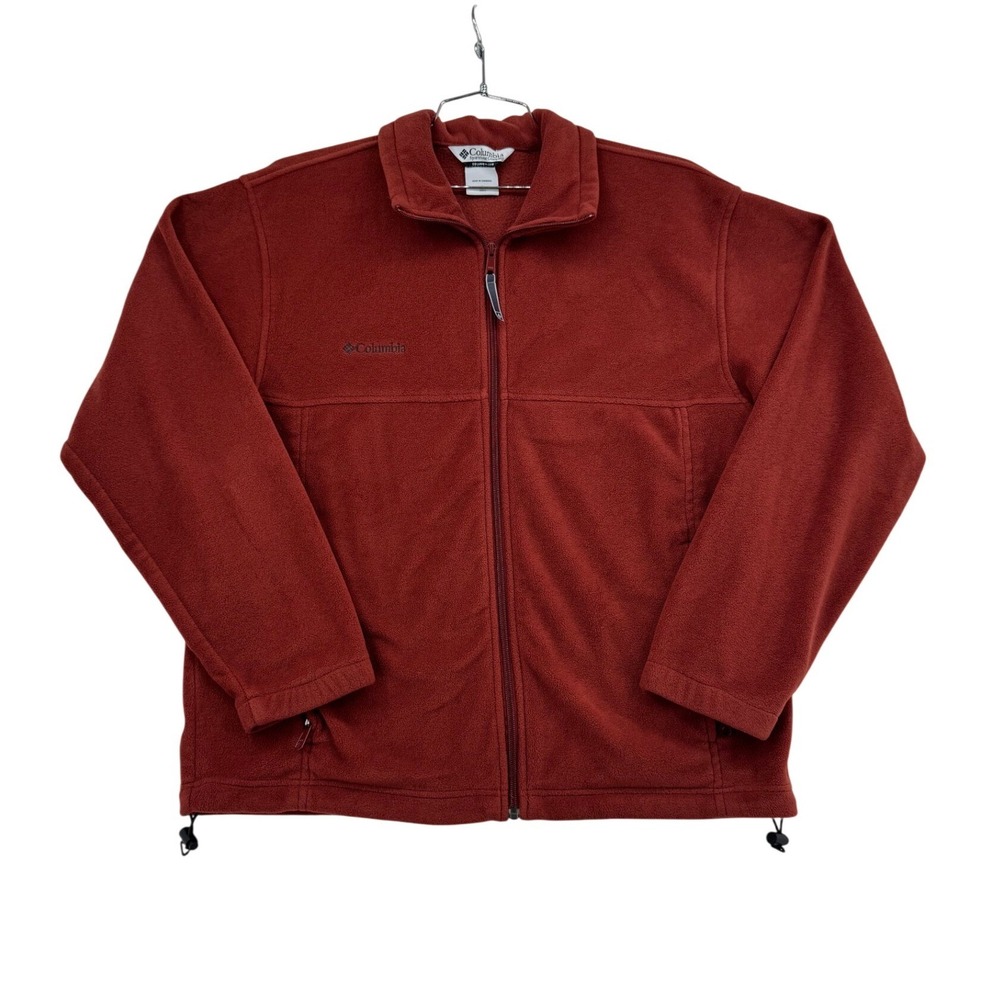 Columbia Fleece Jacket Mens Large Red Good Full Zip Mock Neck WM6113